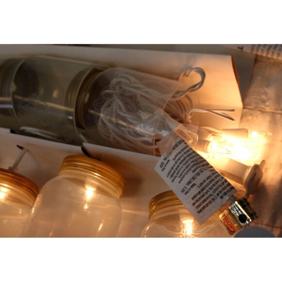 Mason Jar String Lights Set of 10, NEW in Box Plastic Farmhouse Country Porch - Picture 3 of 7